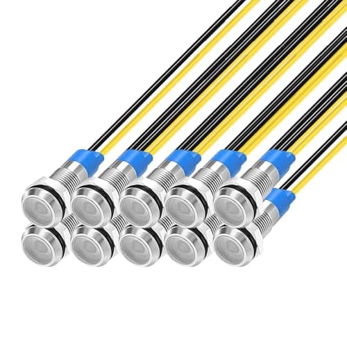 Image of Gebildet 10pcs 6mm 1/4" 230V AC LED Metal Indicator Light Waterproof Signal Lamp (White)