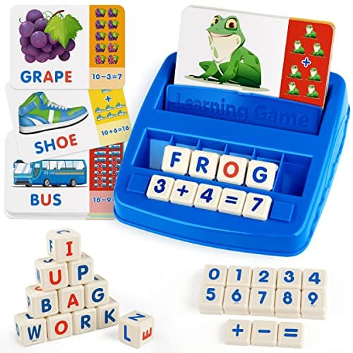 Image of Coogam Matching Letter Game, Alphabet Spelling Reading Flash Cards, Math Number Words Puzzle Early Learning Educational Gift Toys for 3 4 5 Year Old Kids