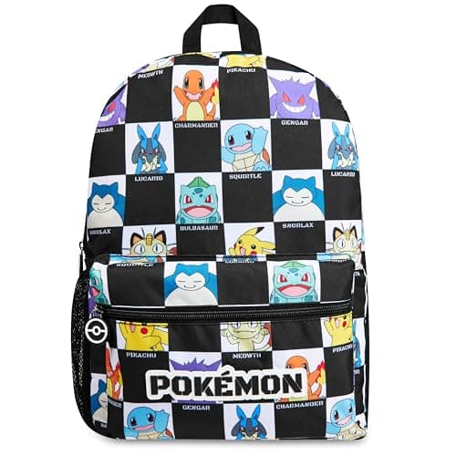 Image of Pokemon Backpack for Kids Teenagers Pikachu Rucksack School Bag Gamer Daypack Travel Bag for Days Out PE Sports Anime Gifts (Black/White)