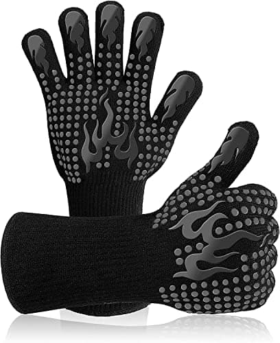 Image of BBQ Gloves, Oven Mitts Grilling Gloves - 1472℉ Extreme Heat Resistant Oven Gloves with Fingers, Non-Slip Silicone Barbecue Gloves for Cooking Grilling Welding Baking Weber(A Pair)