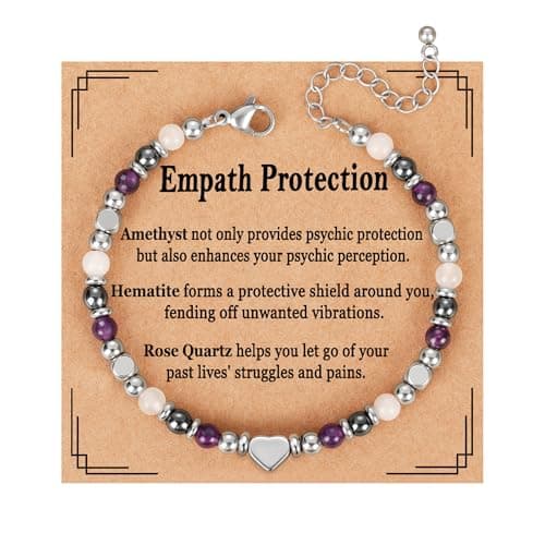 Image of ESPVO Crystals Bracelet Gifts for Womens Ladies Healing Energy Hematite Amethyst Rose Quartz Gemstone Natural Stones Bead Birthday Jewelry Presents for Her Girls Daughter Mum