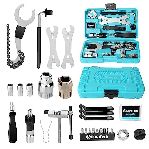 Image of DURATECH 31-Piece Bicycle Repair Set, Bicycle Repair kit with Tool Box, Bike Tool Kit, Home Multi-Purpose Repair Kit, Suitable for Bike Tire Chain Repairs, Home Routine Repair, DIY
