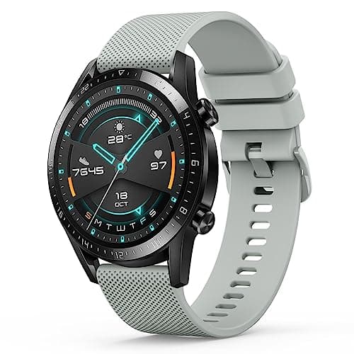 Image of Strap for Huawei Watch GT3/GT2/GT2 Pro 46mm, 22mm Classic Soft Silicone Replacement Band compatible with Huawei Watch GT Sport Active 46mm (Grey)