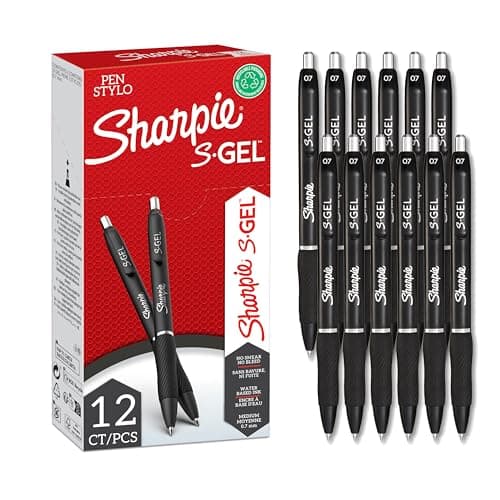 Image of Sharpie S-Gel | Gel Pens | Medium Point (0.7mm) | Black Ink | 12 Count