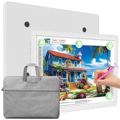 Image of Elice Magnetic A3 Light Board with Bag for Diamond Painting, Tracing LED Light Box with Side Buttons, Super Bright Diamond Art Light Pad, Light Table for Drawing, Sketching, Weeding Vinyl - White
