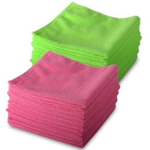 Image of 10 Pink & 10 Green Microfibre Genuine Exel Brand Magic Cleaning Cloths. Chemical Free Cleaning. Anti Bacterial Microfiber Cloths for Amazing Smear Free Wiping.