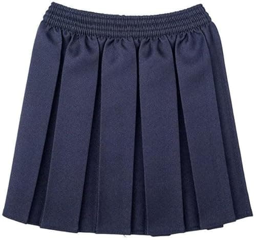 Image of L S U Girls School Skirt Box Pleated Elasticated Waist Uniform Skirt (UK, Age, 8 Years, 9 Years, Regular, Navy Blue)