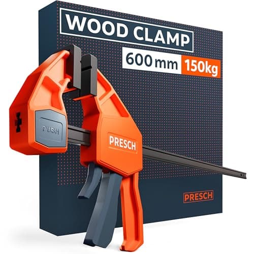Image of Presch Clamp 600mm - Wood Clamp with 150 kg Clamping Force for immediate Fixing - Highly Stable Thanks to Carbon Steel & Glass Fibre Reinforced housing - Quick Release clamp with Spreading Function