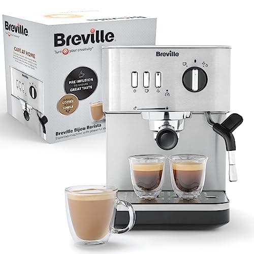 Image of Breville Bijou Espresso Machine | Automatic and Manual Espresso, Cappuccino & Latte Maker | 15 Bar Pump | Steam Wand | Silver [VCF149]