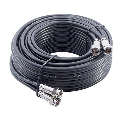 Image of 10m Black Twin Satellite Shotgun Cable Extension Kit With Premium Grade Fitted Compression F-connectors As Used By The Professionals For Sky+ , HD , Freesat Allows You To Relocate Your Existing Box , Kit Consists Of 10m Sky Double Coax , 20 x Cable Clips , 4 x Connected Compression F-connectors , 2 x F-connector Couplers