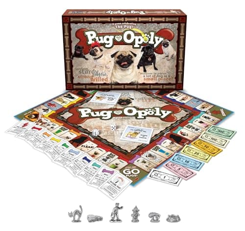 Image of Pug-Opoly Property Trading Board Game - Family Time Game for Adults and Children - 2 to 6 Players - Strategy Fun For Ages 8 and Up - Because Every Dog Has It's Day