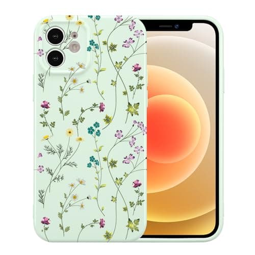 Image of RALEAVO Flower Case for iPhone 11 (6.1”), Girls Floral Silicone Shockproof Case Cover with Cute Patterns Protective Case for iPhone 11-Green