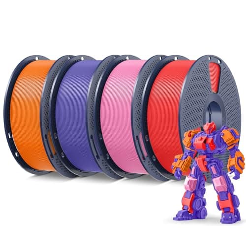 Image of SUNLU 4kg PLA Plus 3D Prnter Filament, PLA+ 3D Printing Filameent 1.75 mm ± 0.02 mm, Better Toughness, 1kg per Spool, 4 Packs, Sunny Orange+Red+Lavender Purple+Pink