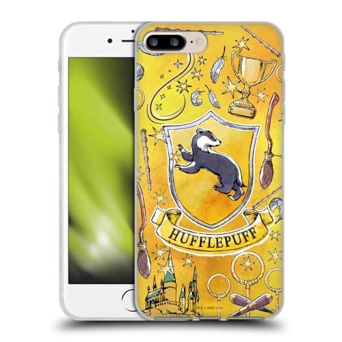 Image of Head Case Designs Officially Licensed Harry Potter Hufflepuff Pattern Deathly Hallows XIII Gel Case [Military Grade] Compatible with Apple iPhone 7 Plus/iPhone 8 Plus and Compatible with MagSafe