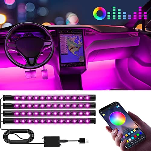 Image of Winzwon LED Interior Lights for Car Accessories for Men Women, Gifts for Men Husband, USB Port APP Control Auto Stuff Lighting Kits Decoration Atmosphere Strip Lights