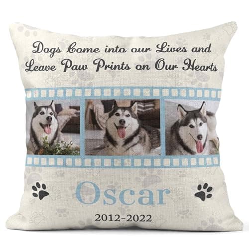 Image of Print Maniacs Personalised Dog Memorial Cushion – Custom Pet Loss Throw Pillow – Sympathy Gift for Loss of Dog or Cat – Christmas Remembrance Keepsake