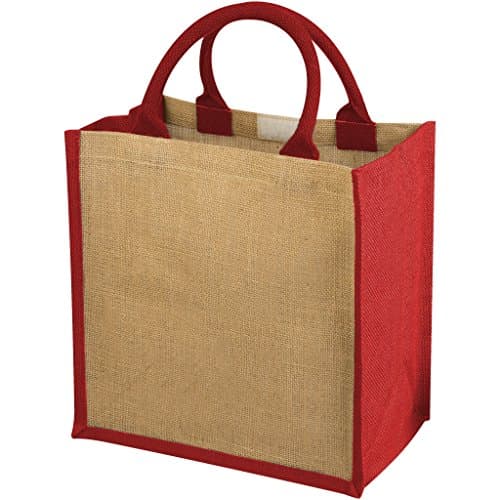 Image of Bullet Chennai Jute Gift Tote (30 x 19 x 30cm) (Natural/Red)