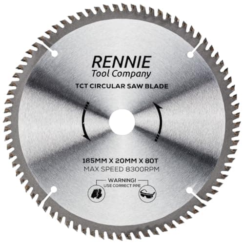 Image of 185mm x 20mm Bore x 80T TCT Saw Blade. 185mm Circular Saw Blade For Fine Cuts x 20mm Bore + 16mm Bore Reduction Rings Fits Evolution Bosch Makita Ryobi Dewalt Circular Saws Etc