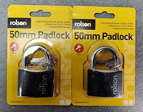 Image of Rolson Steel Padlock 50mm with 3 Pieces Key Black (Pack of 2) (2)