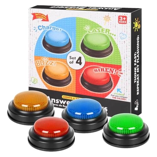 Image of Learning-Resources Recordable Answer Buzzers - Set Of 4 Learning Minds Answer Buzzers For Quizze,Personalized Sound Buzzers,Perfect For Family Game And Trivia Nights