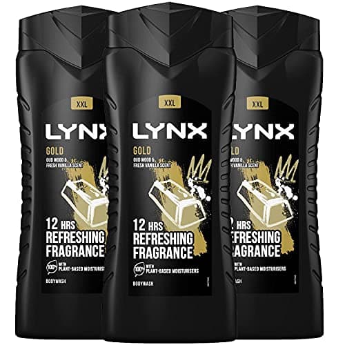 Image of 3 Pack of 500ml Lynx 12 Hour Refreshing Fragrance Gold Oud Wood and Vanilla Body wash with Plant-based Moisturisers & Dual Action Power, Keep Smelling Irresistible!