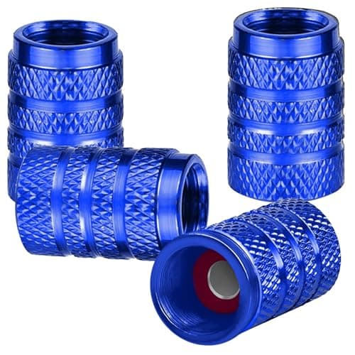 Image of 4 Pcs Tyre Valve Caps Aluminium for VW T4 Transporter, Knurled Grip Wheel Stem Covers Airtight Dust Protection Car Accessories,blue