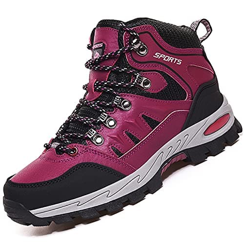 Image of VTASQ Hiking Boots Mens Womens Waterproof Walking Shoes Trainers Outdoor Lightweight Camping Climbing Shoes Sneaker Rose red 3UK