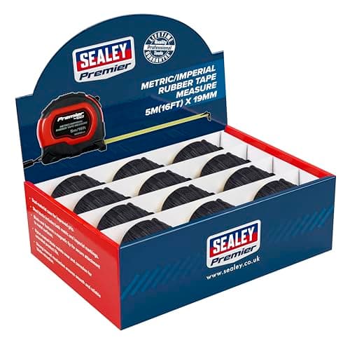 Image of Sealey AK98912 5m(16ft) x 19mm Tape Measure Display Box of 12 - Metric/Imperial