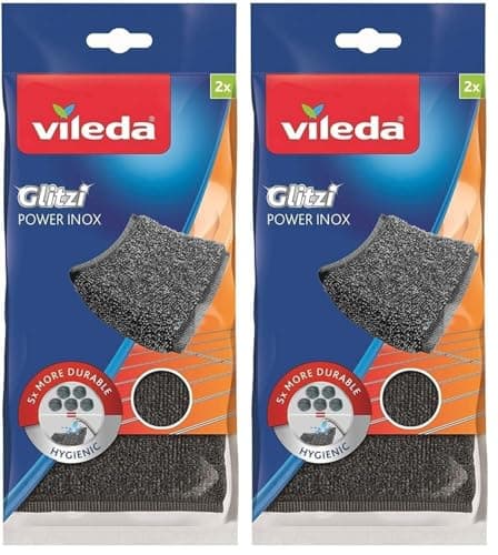 Image of Vileda Glitzi Power INOX Steel Sponge for Stubborn Dirt, 2 Pieces (Pack of 2)