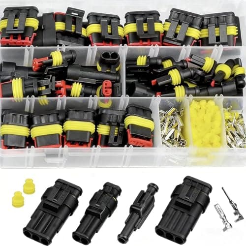 Image of 352 PCS Waterproof Electrical Connector Kit, 1 2 3 4 Pin Waterproof Car Wire Connector, Automotive Electrical Plugs and spark plug Connectors for Motorcycle Scooter Car Truck Boats