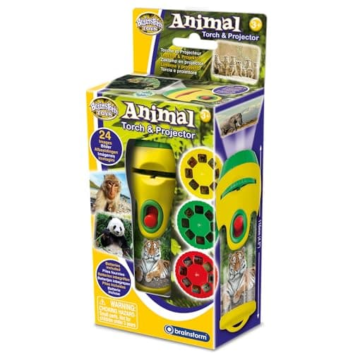 Image of Brainstorm TOYS Animal Torch and Projector – 24 Wildlife Images, Projects Clear Pictures Up to 1 Metre Wide, Interactive Educational Kids Flashlight Toy