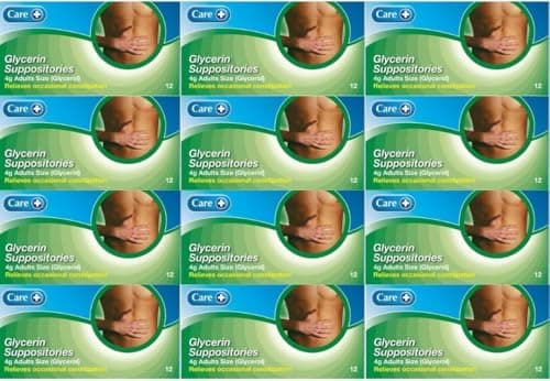 Image of Care Glycerin Suppositories for Adults 144 Suppositories (12 x 12 Packs), for Relief of Occasional Constipation, Helps Stimulate Bowel Movement, Contains Glycerol