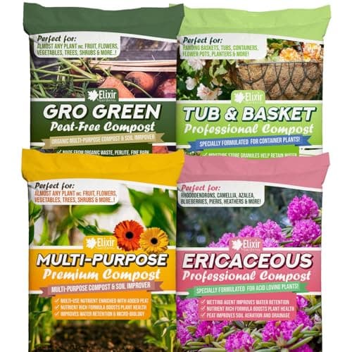 Image of Elixir Gardens Organic Nutrient Rich Tub & Basket Compost Soil for Hanging Baskets, Tubs, Containers, Flower Pots, Planters, etc. Healthy Plants. Various Sizes 5L- 400L (Tub & Basket Compost, 5L)