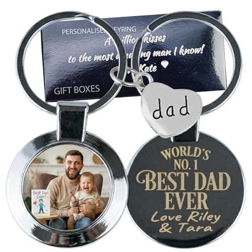 Image of Eliphs Personalised Photo Keyring,Personalized Custom Keychain,Engraved Keyring Gift for Him,Customised keychain,Photo keyrings,Birthday,heart keyring Round Heart (Round Metalic)