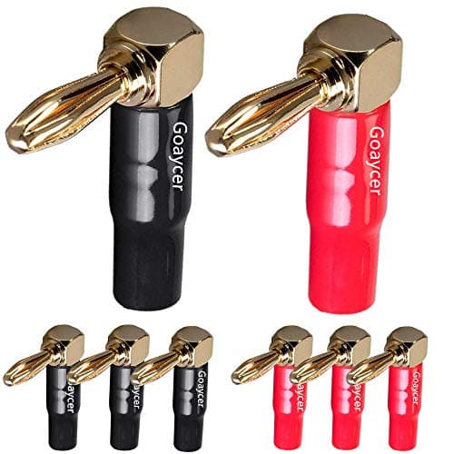 Image of Goaycer 90 Degree Banana Plugs - 24K Gold Plated 4mm Speaker Connector (8 Pack)
