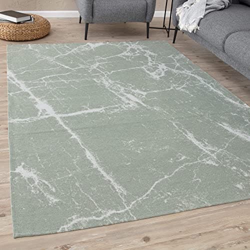 Image of THE RUGS Machine Washable Rug – Abstract Design Rugs for Living Room, Bedroom, Hallway, Flat-weave Area Rugs, (Green, 160x230 cm)