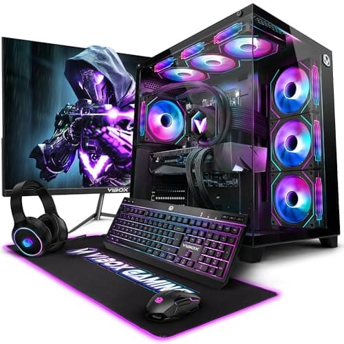 Image of Vibox IX-533 Gaming PC Bundle • AMD Ryzen 7 9800X3D 8-Core • AMD Ryzen RX 9070 XT 16GB • 32GB 5600MHz DDR5 RAM • 1TB SSD • Windows 11 • 27" Monitor • WiFi