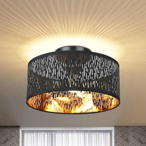 Image of Buithafu Lamp Shade,Modern Black Lampshades for Ceiling Lights with Gold Inner,Black Kitchen Lamp Shades for Table Lamps and Floor Lamps,Pendant Light Shade for Bedroom,Living Room,Hallway and Kitchen