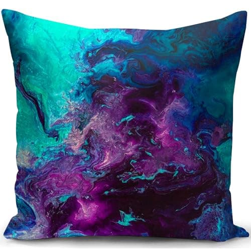 Image of KUNQIAN Cushion Cover Purple Teal Turquoise Throw Pillow Case Galaxy Decorations Gift Decor Home Livingroom Couch Sofa 18"x18"(45x45cm)