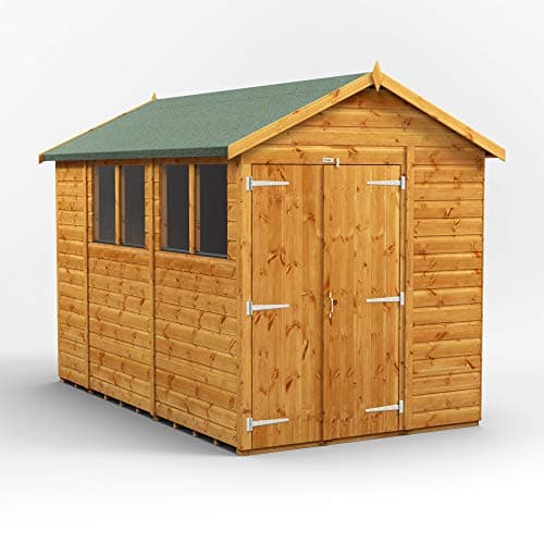 Image of POWER High Grade Premium Apex Garden Wooden Shed with Double Door, Security Features, Door & Window Flexibility, made from Extra Thick Timber & Toughened Glass