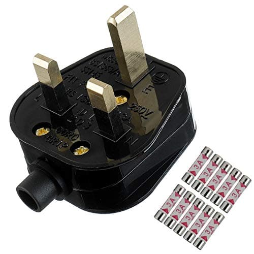Image of HUAREW 3A Fused Mains Plug With Cord Grip For UK Fuses Black ( Pack of 1 pcs )