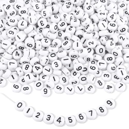 Image of 500Pcs 7mm Number Beads,Number 0-9 Round Acrylic Beads for Bracelet Making,Spacer for Necklace,Earring and Jewellery Making