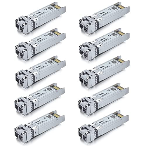 Image of ipolex 10G SFP+ Multimode LC Transceiver, 10GBase-SR Mini GBIC Module Compatible with Cisco SFP-10G-SR, Ubiquiti UF-MM-10G, TP-Link TXM431-SR, Meraki, Netgear etc. (MMF, 850-nm, 300 meters) 10-Pack