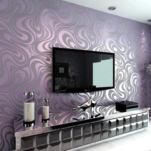 Image of Baketron Purple Vintage Abstract Galaxy Embossed Wallpaper for Living Room Bedroom Colourful Gothic Mural Wall Paper Roll Modern Geometric Glitter Textured Wallpaper Hallway Feature Wall