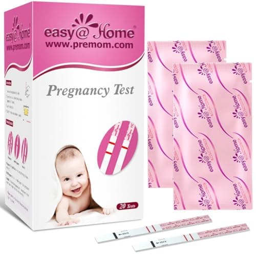 Image of Easy@Home 20 Pregnancy Test Strips for Early Detection, 10 MIU/mL, 5 mm Width