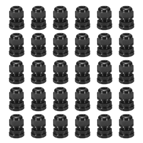 Image of sourcing map 30 Pcs M18x1.5" Cable Glands Adjustable 6-10mm PA6 Nylon IP68 Waterproof Connectors with Seals Anti-Corrosion for Industrial/Outdoor Electrical Systems (Black)