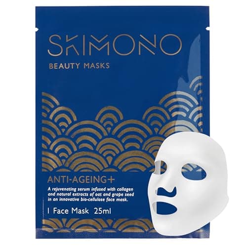 Image of Skimono Anti-Ageing Collagen Face Mask (1 Pack) Bio-Cellulose Collagen Sheet Face Mask, Powerful Hydrating Sheet Mask with Oat & Grapeseed