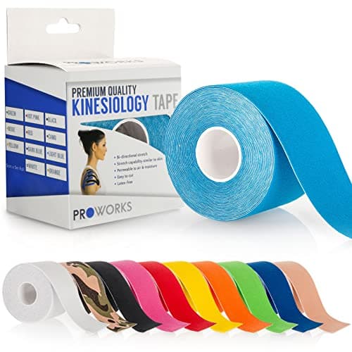 Image of Proworks Kinesiology Tape | 5m Roll of Elastic Muscle Support Tape for Exercise, Sports & Injury Recovery - Light Blue
