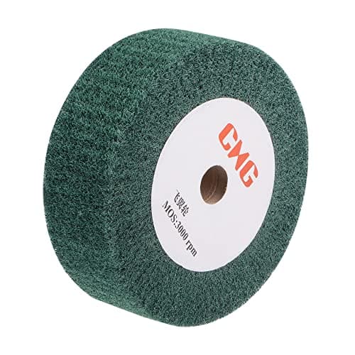 Image of sourcing map 150mm x 50mm 240 Grit Non-Woven Polishing Burnishing Wheel Nylon Wire Drawing Abrasive Flap Wheel for Stainless Steel Copper Green