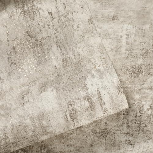 Image of Trafagala Beige Brown & Cream Wallpaper for Living Room, Bedroom, Hallway, Fireplace - Decorative Luxury Wall Paper with Distressed Pattern, Textured Finish & Gold Metallic Detailing